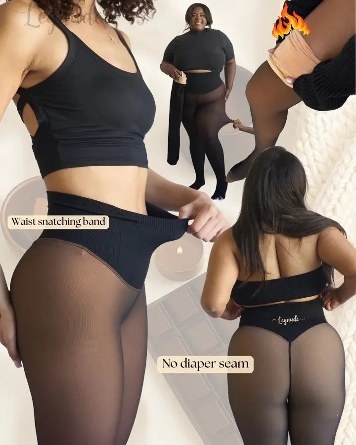 Legnude The Glow Up magic leggings close-up showing the waist-snatching compression band and seamless one-seam design