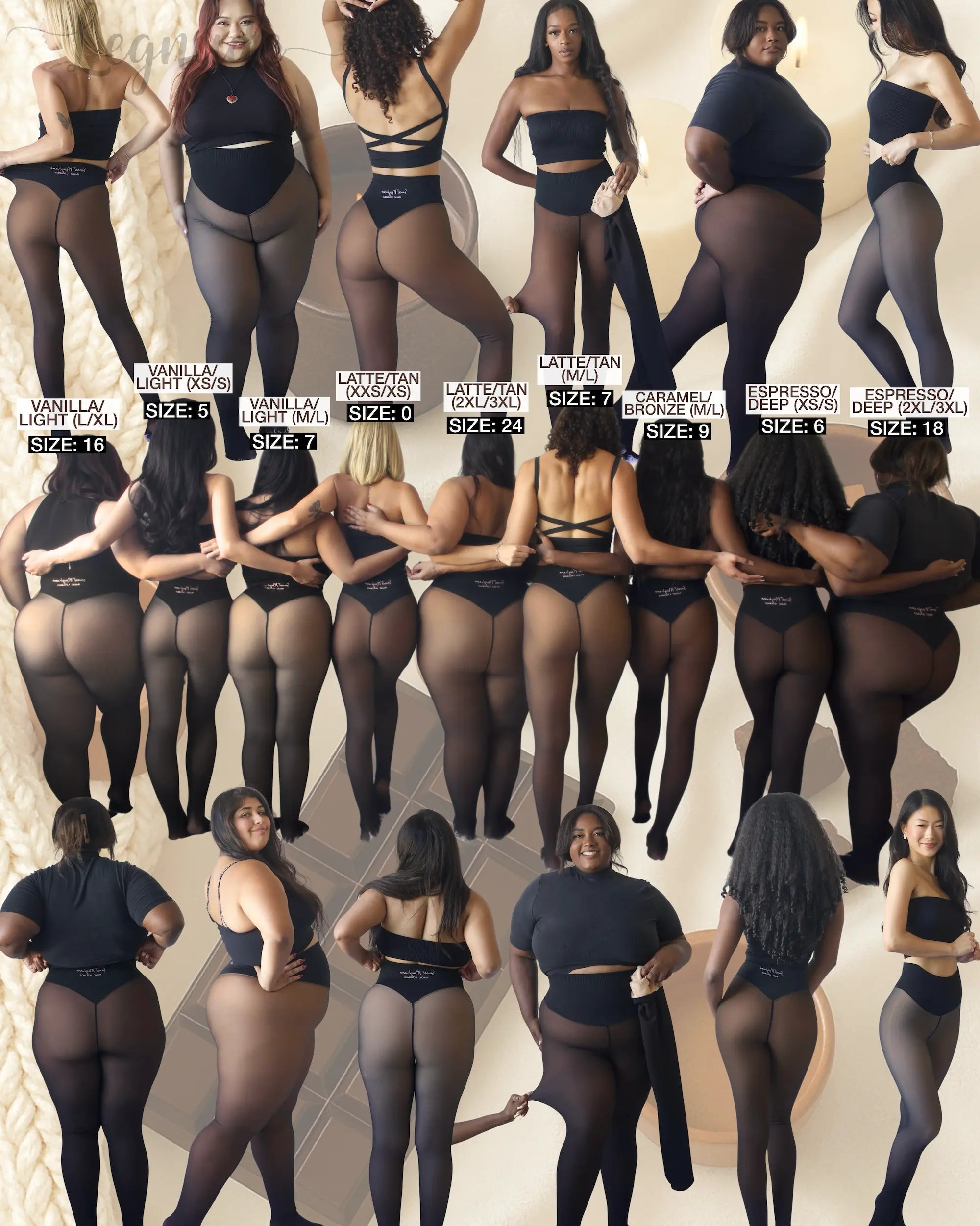 Legnude The Glow Up magic leggings worn by models of different body types across all shades and sizes